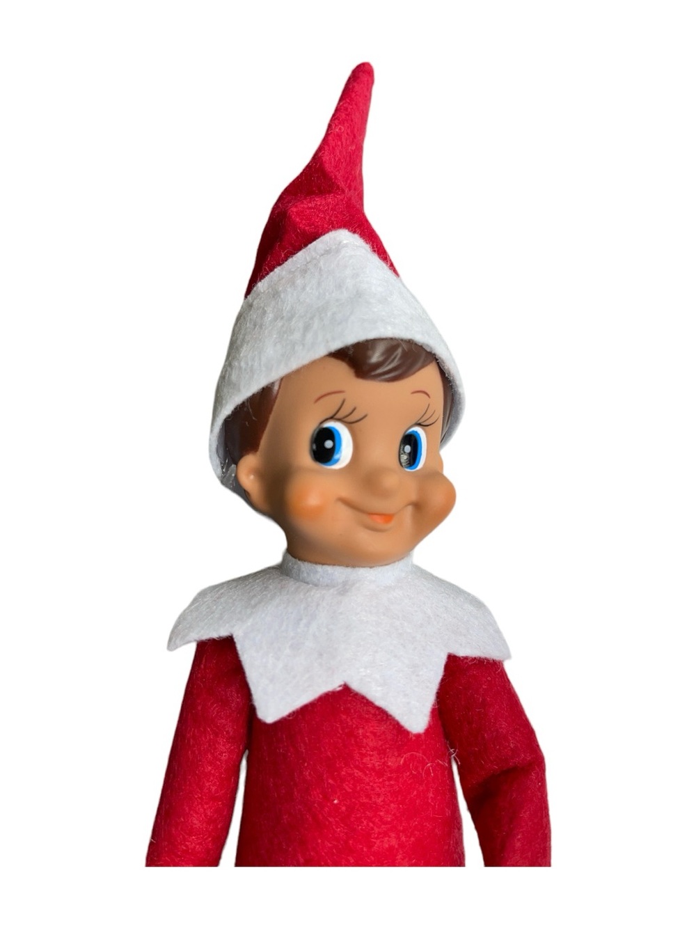 Red & White Holiday Elf Doll Plush — Soft Felt Play Figure